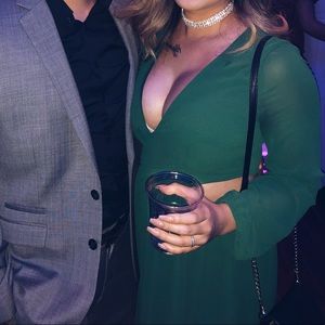 Forever 21 Hunter Green Cut Out Dress